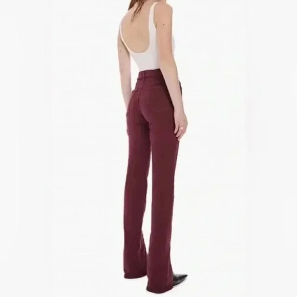 Mother The Rascal Sliced Up Heel Jeans In Burgundy Size 23 B1084